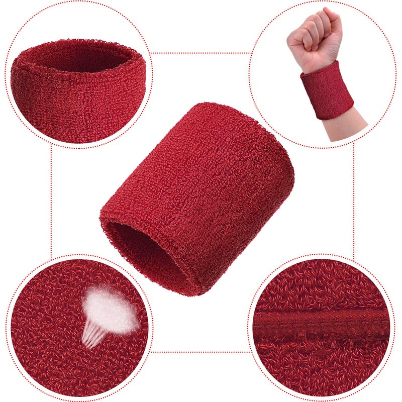 Bememo 12 Pcs Neon Sweatbands Wristband Sweat Wrist Band Competitions Absorbent Sweatbands for Men Women, for Sports, Running(3.15",Black, Dark Blue, Navy Blue, Gray, Dark Purple, Red) - Image 3